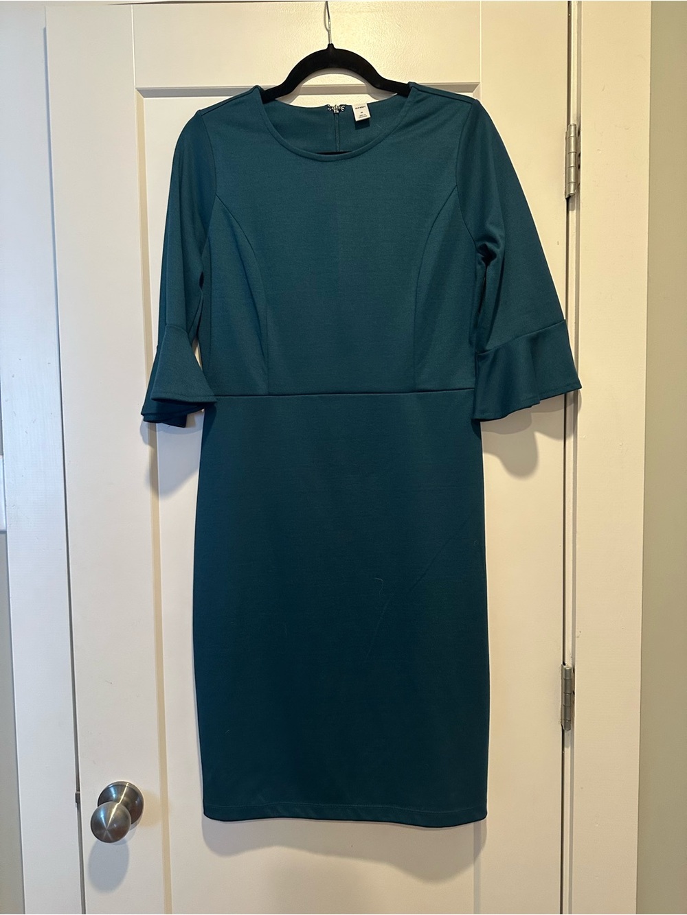 Old Navy Teal Midi Dress with Ruffle Sleeves